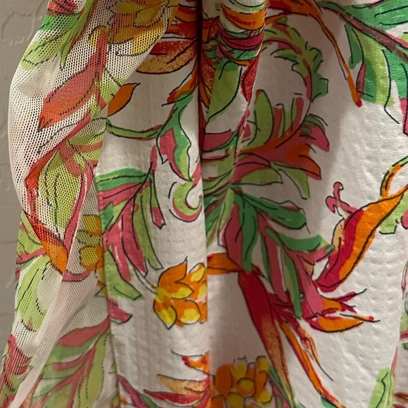 ICIKULS multicolored floral 1/4 zip athletic long mesh sleeve  XL - Picture 3 of 7